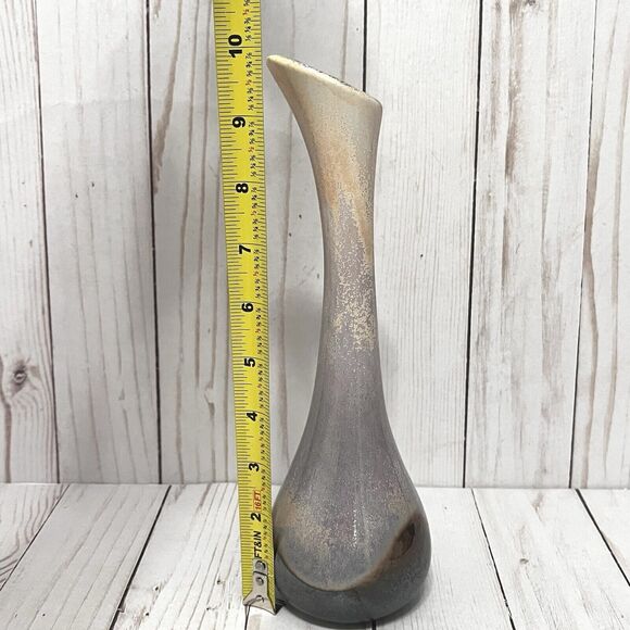 Howard Pierce Porcelain Gloss Gray & Beige Speckled Vase California Pottery 10” - Picture 5 of 6
